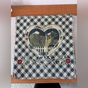 Vintage Country Cottage Tapestry Pillow Panels Set of 3 Heart, Floral/Gingham
